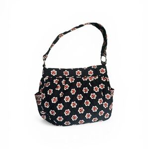NWOT Vera Bradley Satchel Style Reversible Black Floral Shoulder Tote Bag